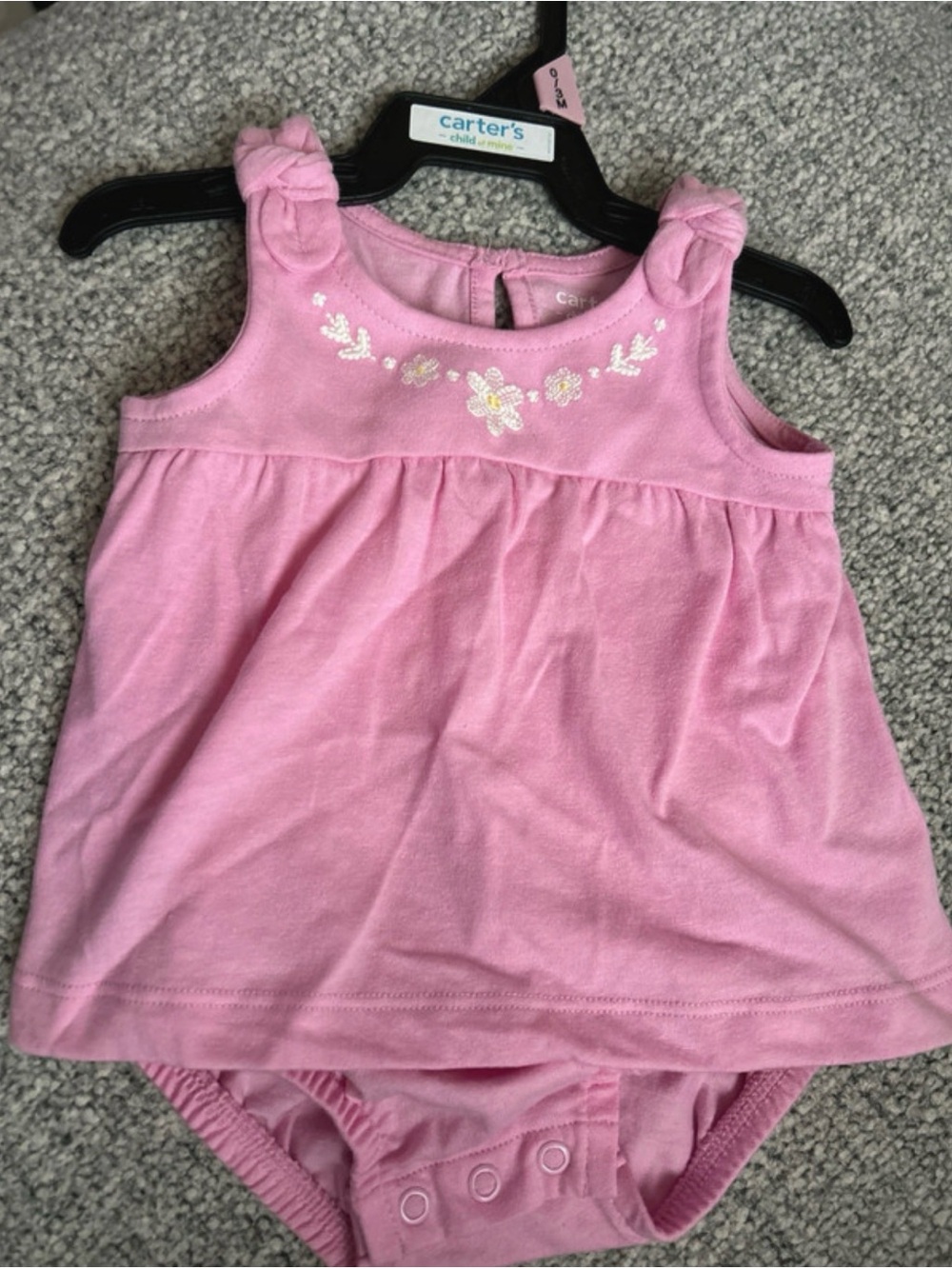 Carter's Pink Sleeveless Floral Knot-Shoulder Bodysuit
